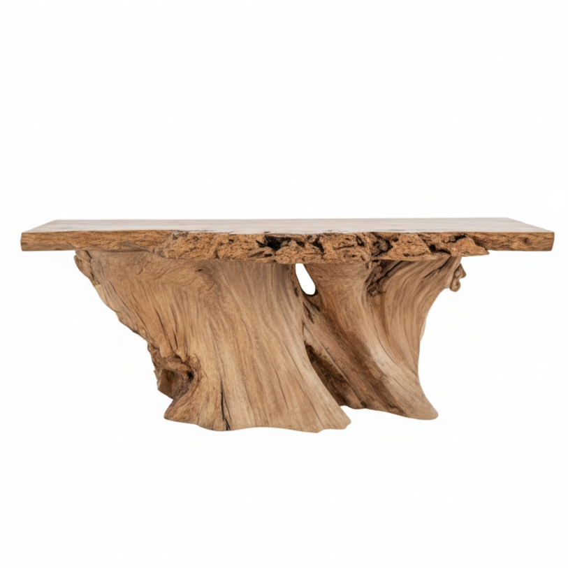 71" Organic Root Console Table - Live Edge Natural Wood Art