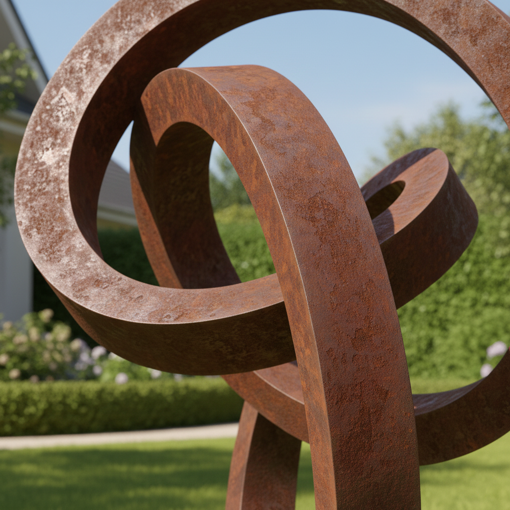 Modern Abstract Triple Loop Sculpture - Large Garden Statement