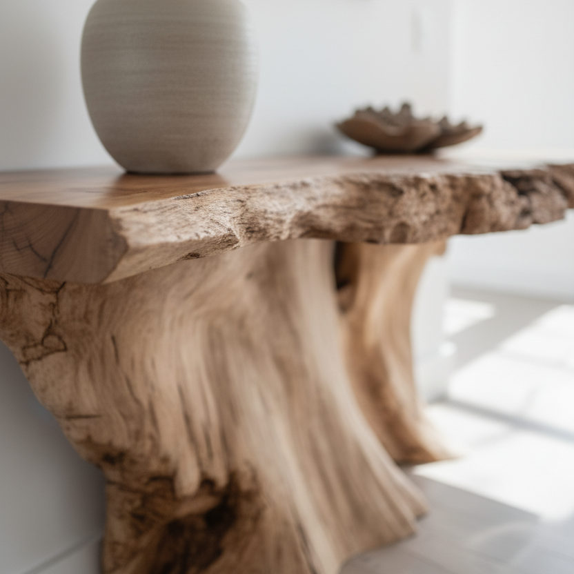 71" Organic Root Console Table - Live Edge Natural Wood Art
