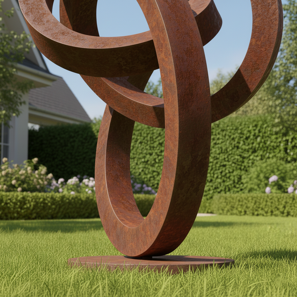 Modern Abstract Triple Loop Sculpture - Large Garden Statement