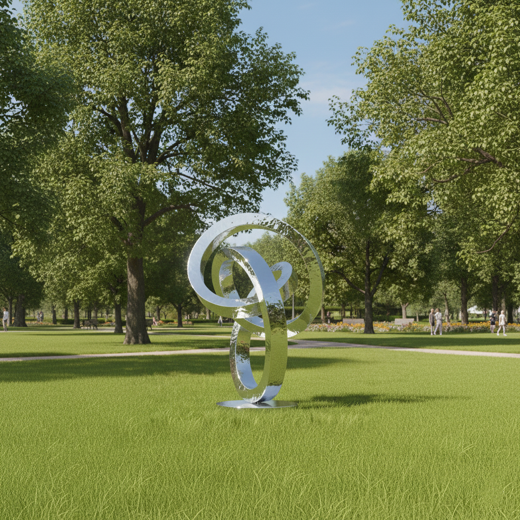 Modern Abstract Triple Loop Sculpture - Large Garden Statement