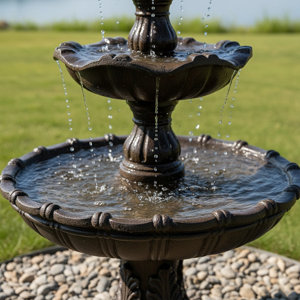 Classic 4-Tier Pineapple Finial Fountain - Elegant Water Feature