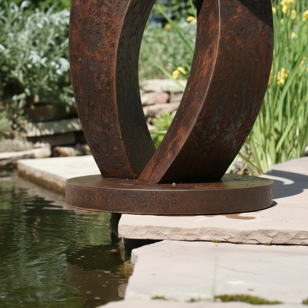 Abstract Orbital Sphere Sculpture - Rustic Garden Art