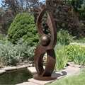 Abstract Orbital Sphere Sculpture - Rustic Garden Art