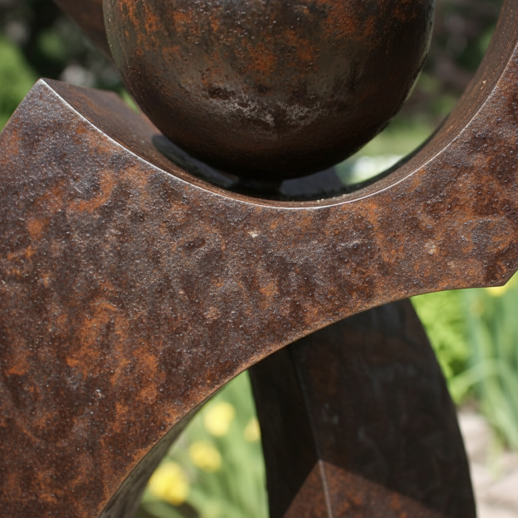 Abstract Orbital Sphere Sculpture - Rustic Garden Art
