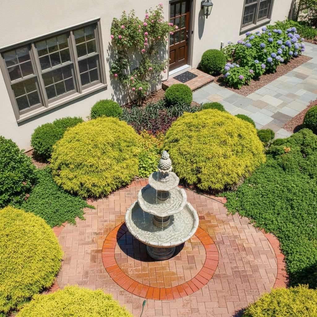 Classic 4-Tier Pineapple Finial Fountain - Elegant Water Feature