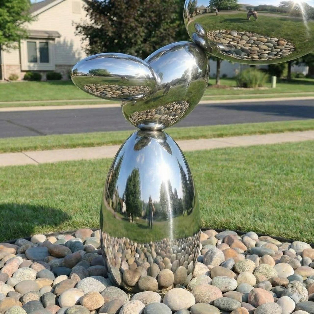 Modern Zen Balanced Stone Garden Sculpture – Large Outdoor Metal Art (93")