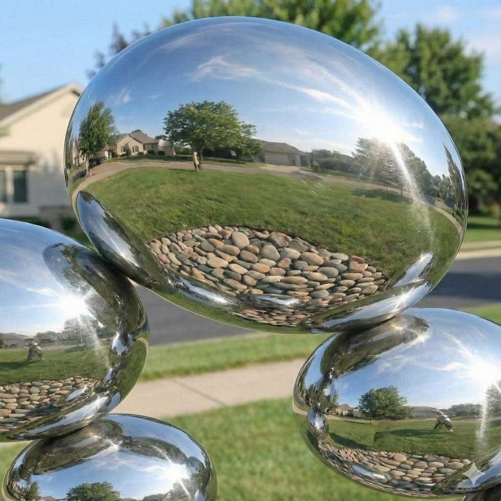 Modern Zen Balanced Stone Garden Sculpture – Large Outdoor Metal Art (93")