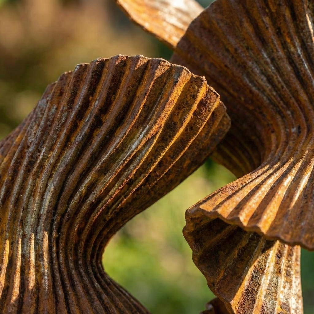 Handcrafted Rustic Iron "Whispering Leaves" Garden Sculpture – 72" Tall Architectural Metal Art