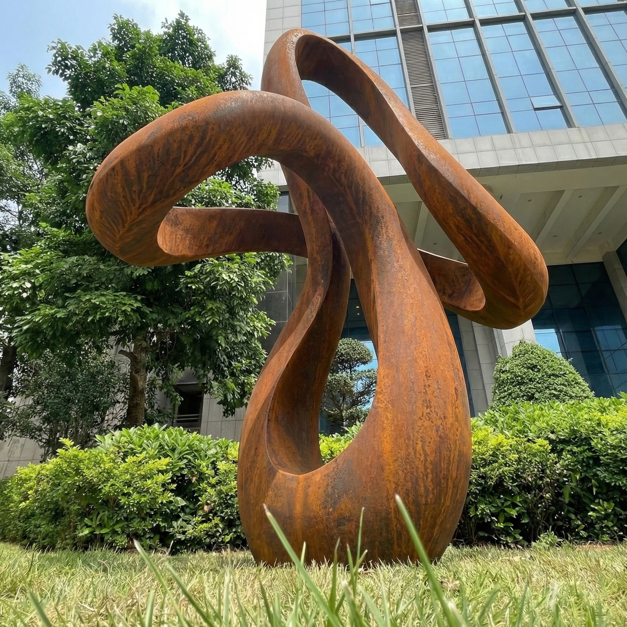 Large Abstract Twisted Ribbon Garden Sculpture (81" Height)