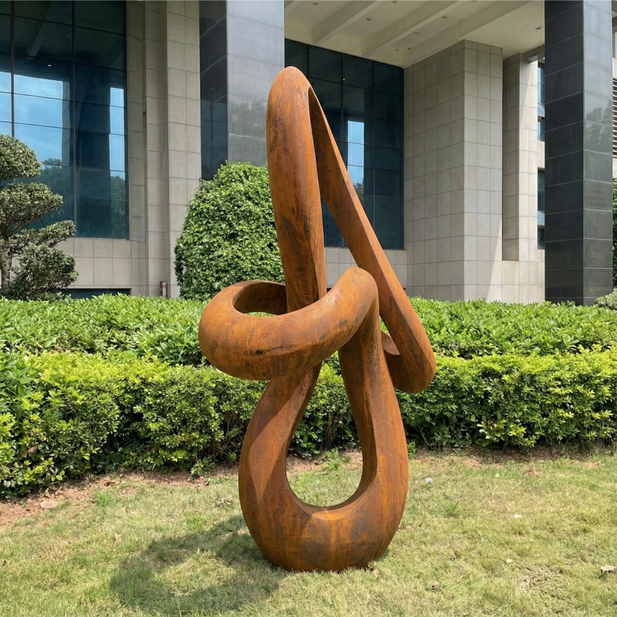 Large Abstract Twisted Ribbon Garden Sculpture (81" Height)