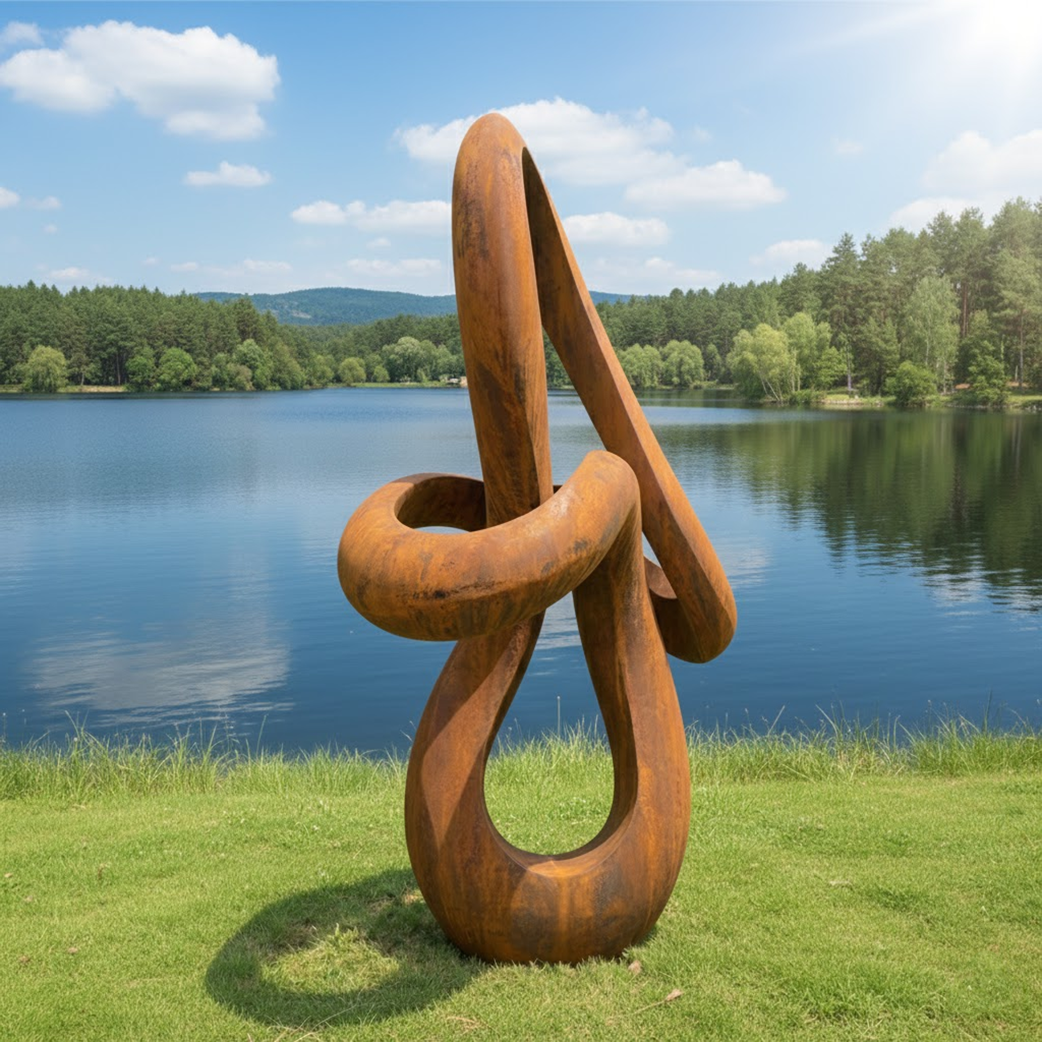 Large Abstract Twisted Ribbon Garden Sculpture (81" Height)