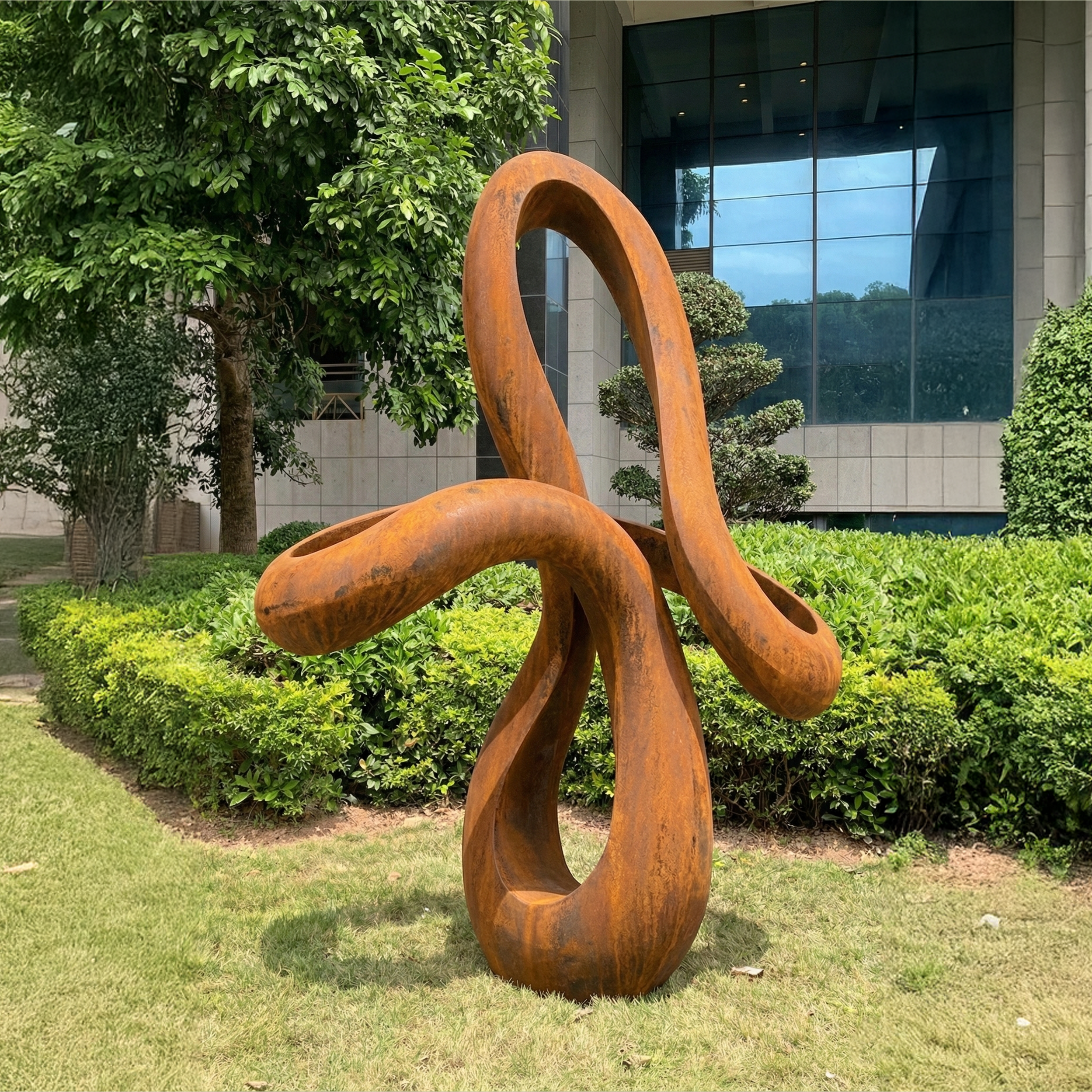 Large Abstract Twisted Ribbon Garden Sculpture (81" Height)