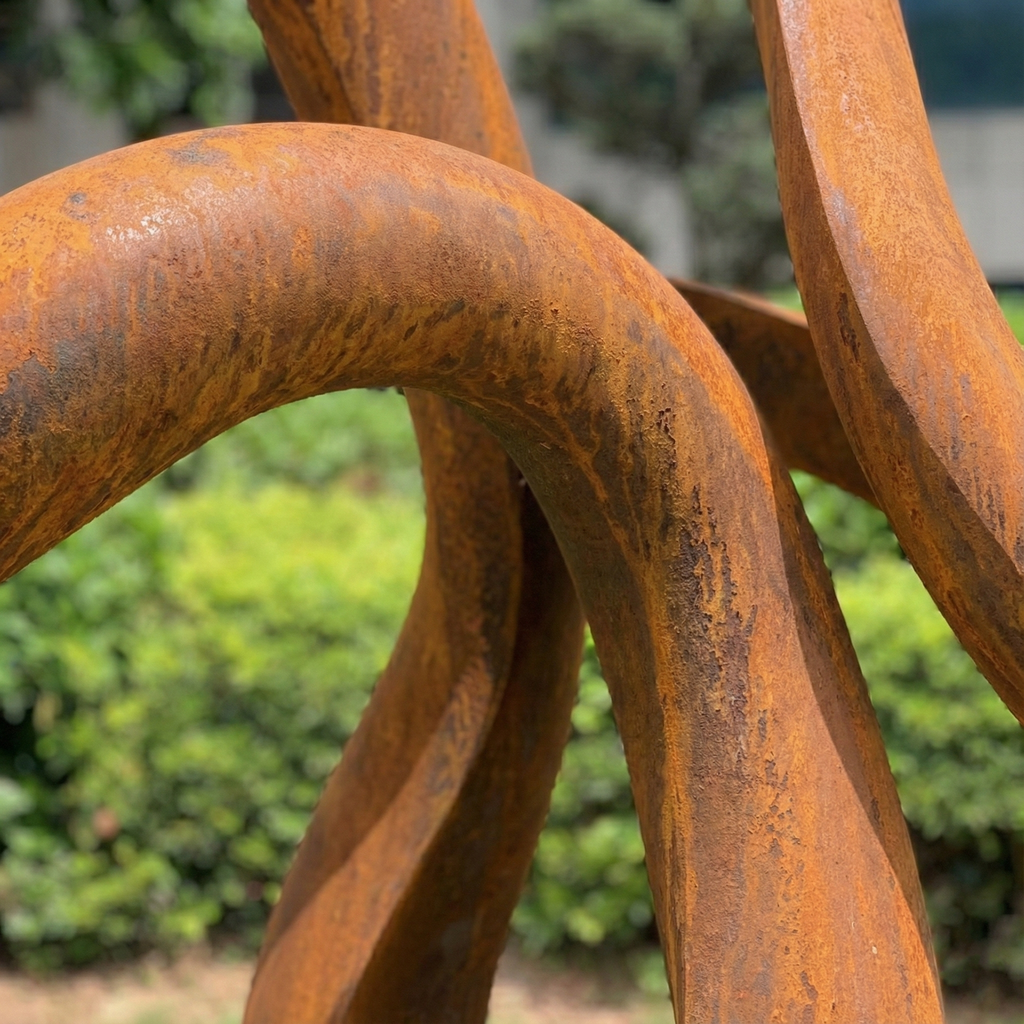 Large Abstract Twisted Ribbon Garden Sculpture (81" Height)