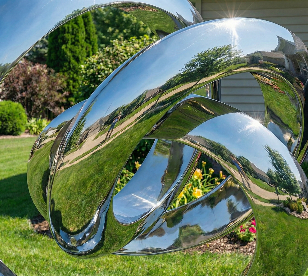 Abstract Interlocking Ring Sculpture - Modern Outdoor Statement