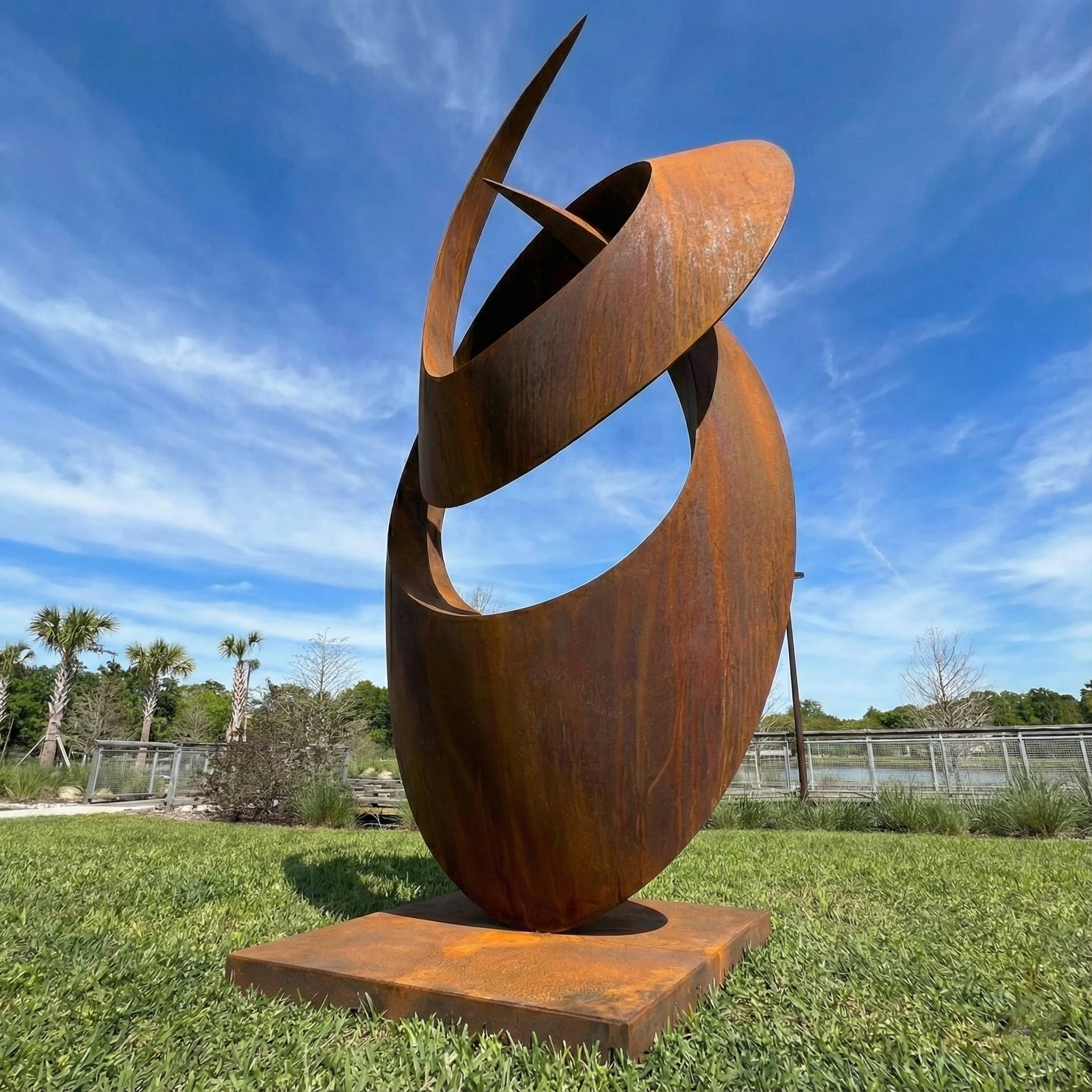 Large Abstract Corten Steel Garden Sculpture (76 Inches)