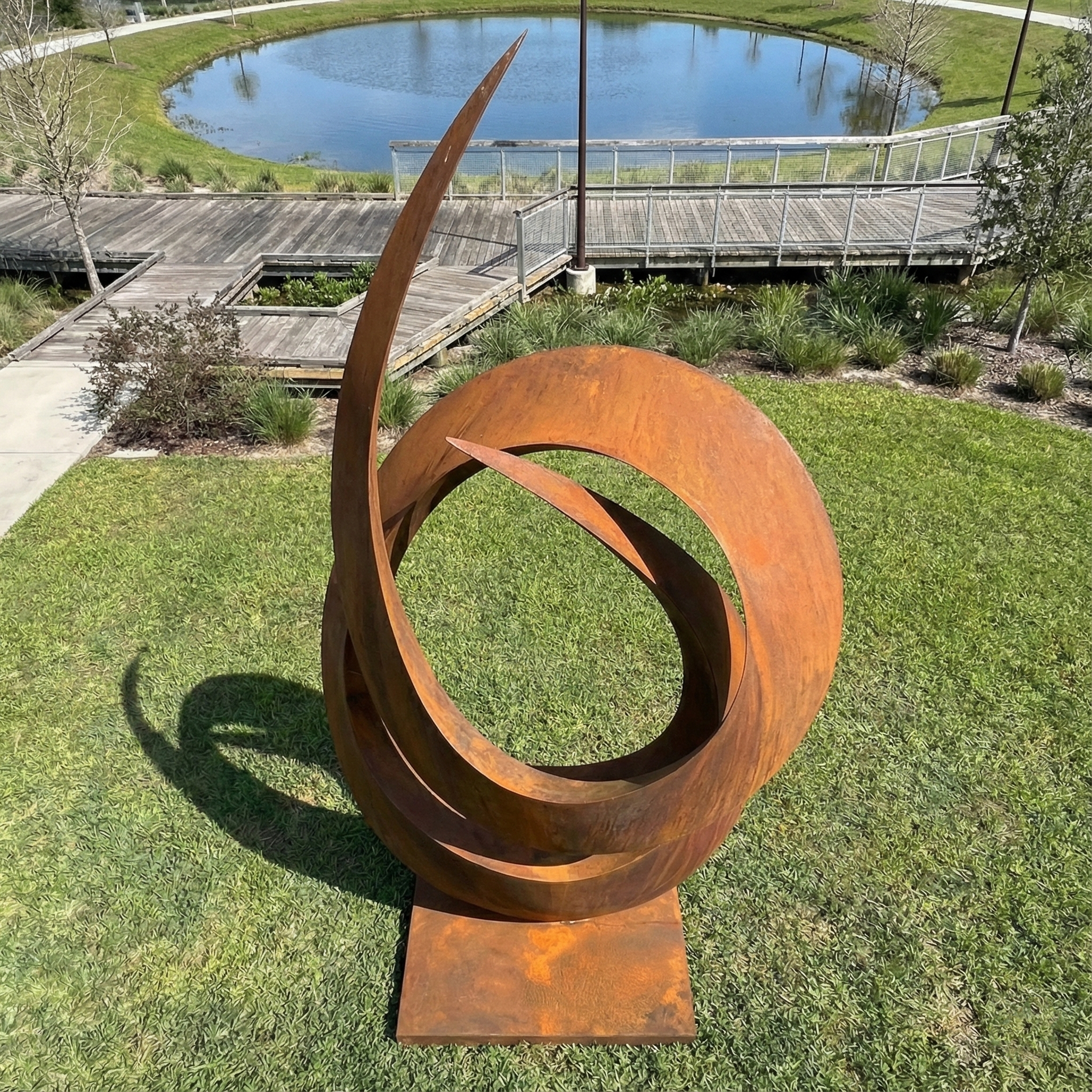Large Abstract Corten Steel Garden Sculpture (76 Inches)