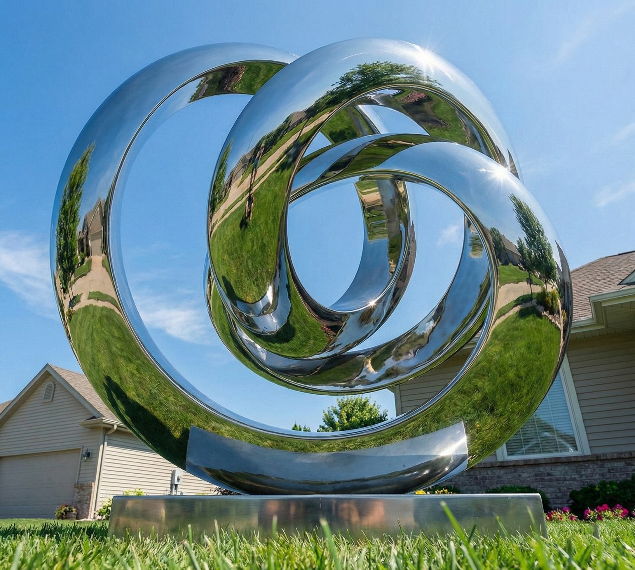 Abstract Interlocking Ring Sculpture - Modern Outdoor Statement