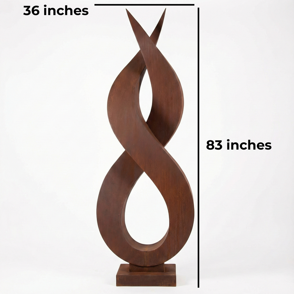 Modern Abstract Infinity Flame Sculpture - Rustic Garden Art