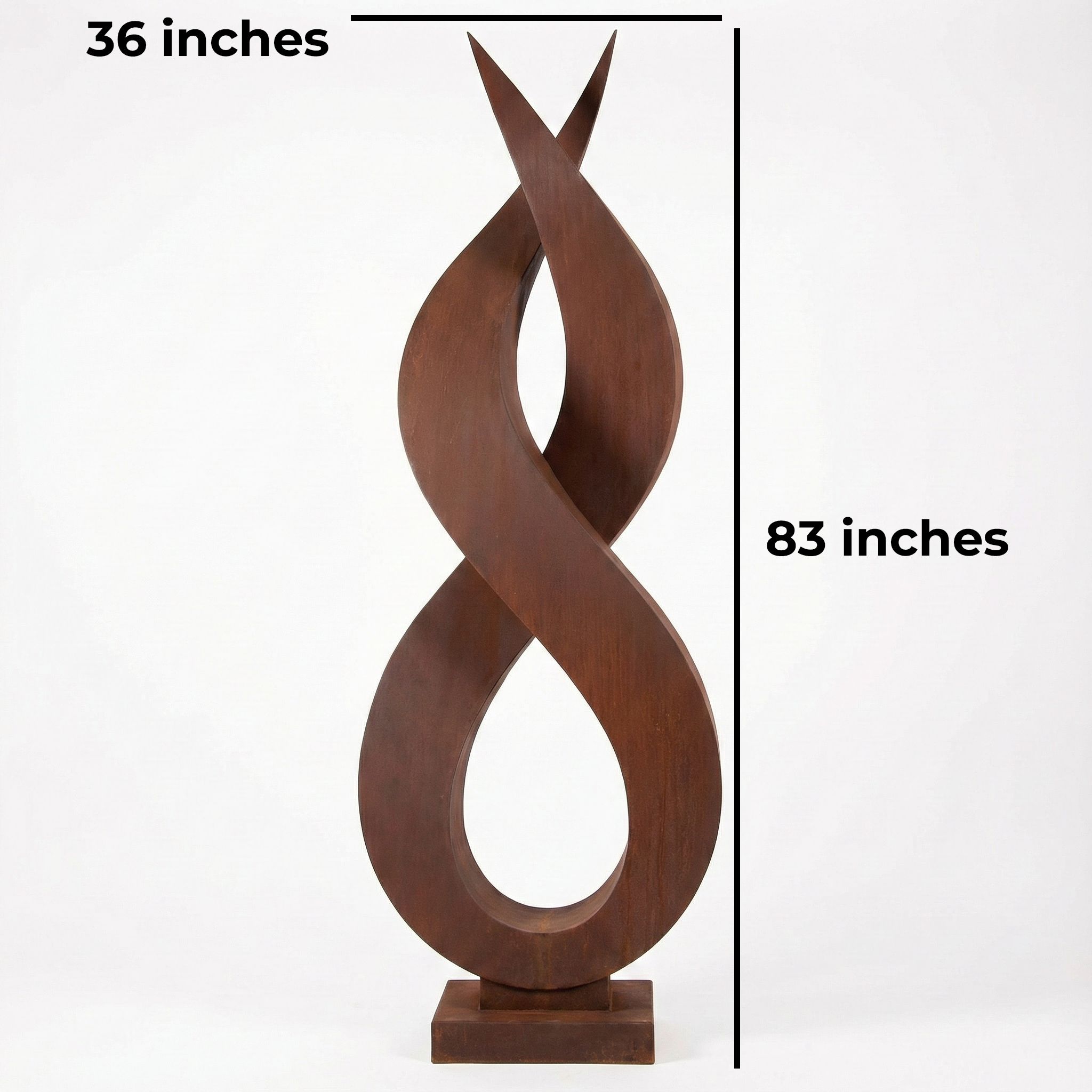 Modern Abstract Infinity Flame Sculpture - Rustic Garden Art