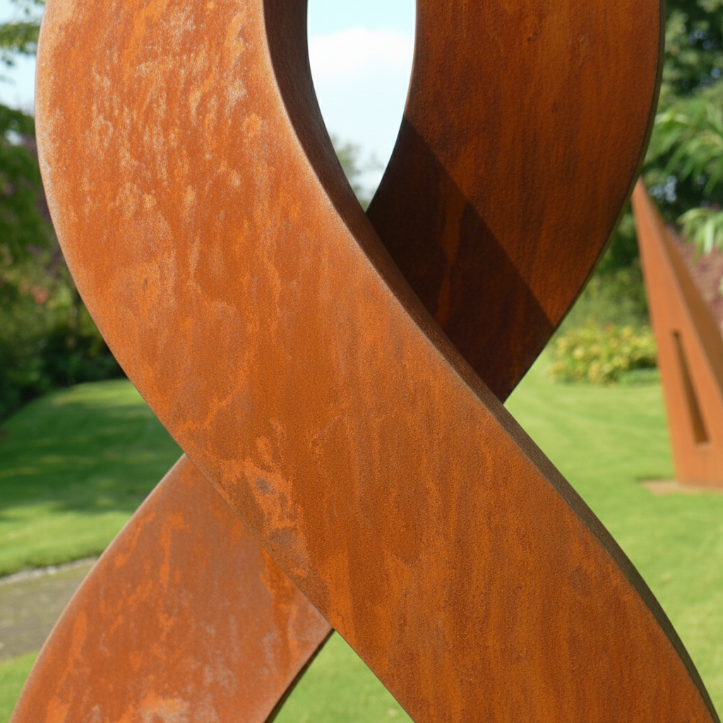 Modern Abstract Infinity Flame Sculpture - Rustic Garden Art