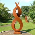Modern Abstract Infinity Flame Sculpture - Rustic Garden Art