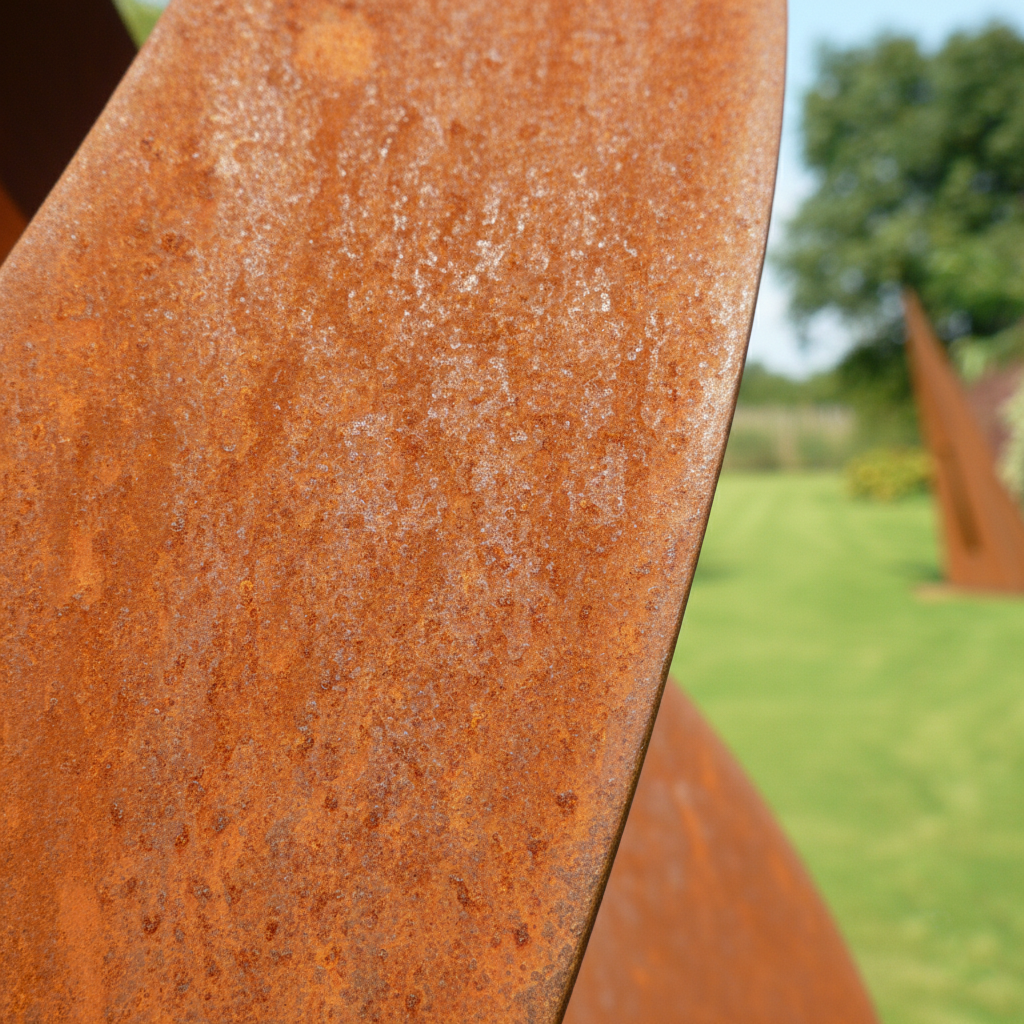 Modern Abstract Infinity Flame Sculpture - Rustic Garden Art