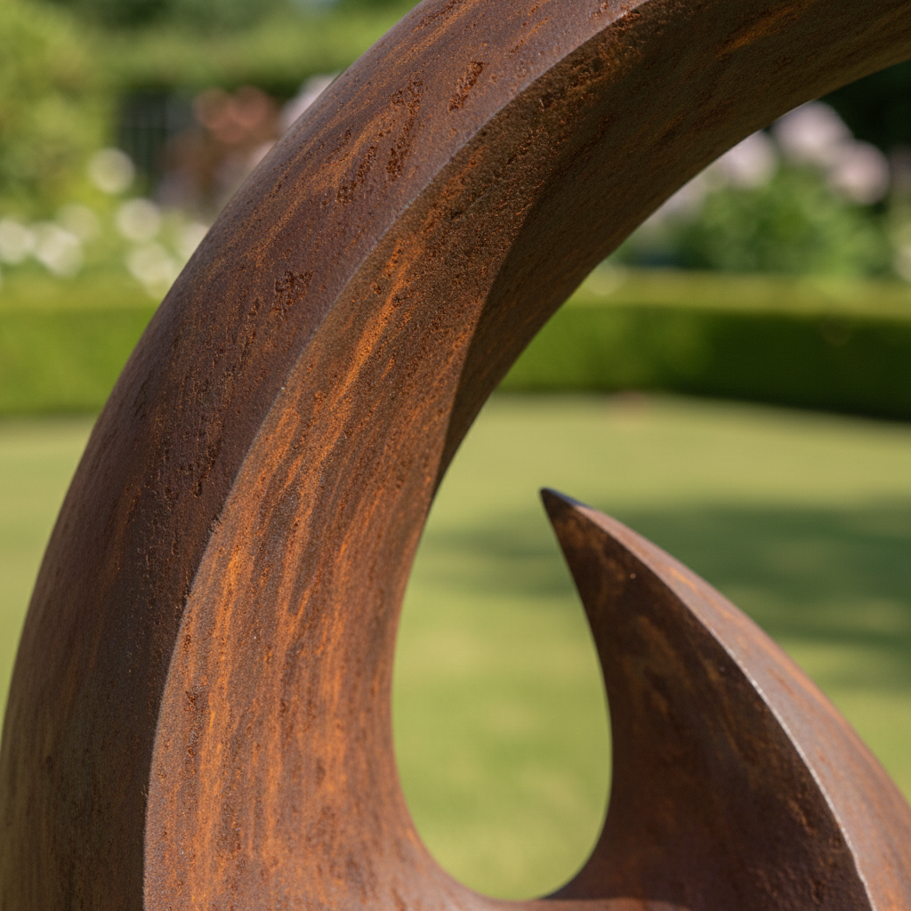 Modern Abstract Ribbon Sculpture - Rustic Garden Statement