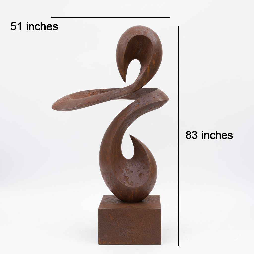 Modern Abstract Ribbon Sculpture - Rustic Garden Statement