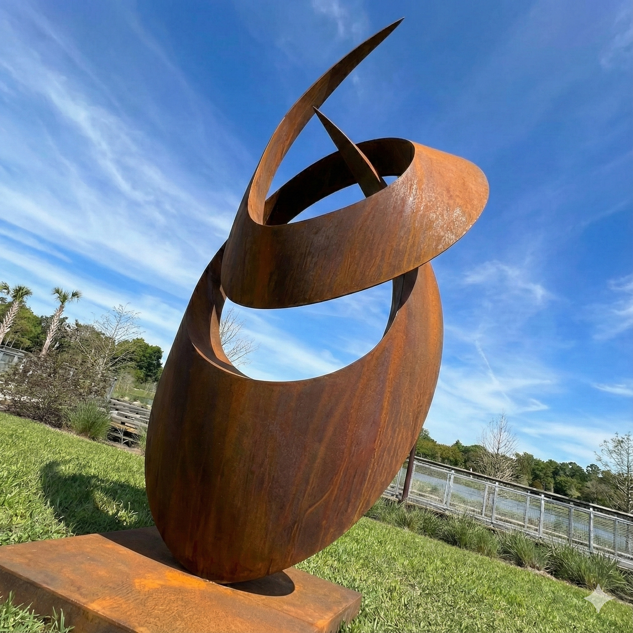 Large Abstract Corten Steel Garden Sculpture (76 Inches)
