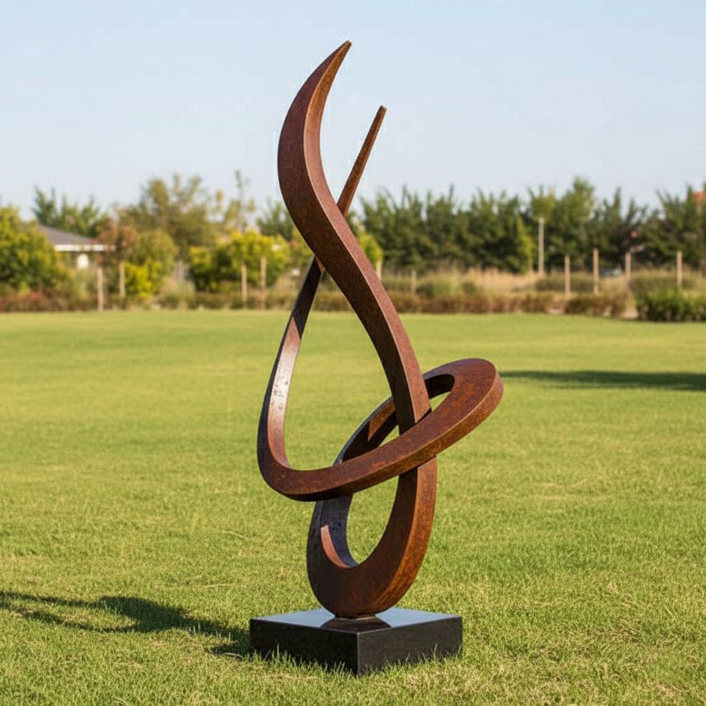 The Infinity Spiral – Large Abstract Metal Garden Sculpture (82")