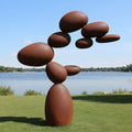 Modern Zen Balanced Stone Garden Sculpture – Large Outdoor Metal Art (93")