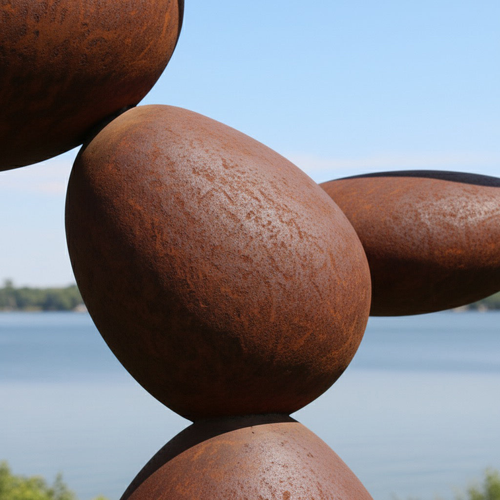 Modern Zen Balanced Stone Garden Sculpture – Large Outdoor Metal Art (93")