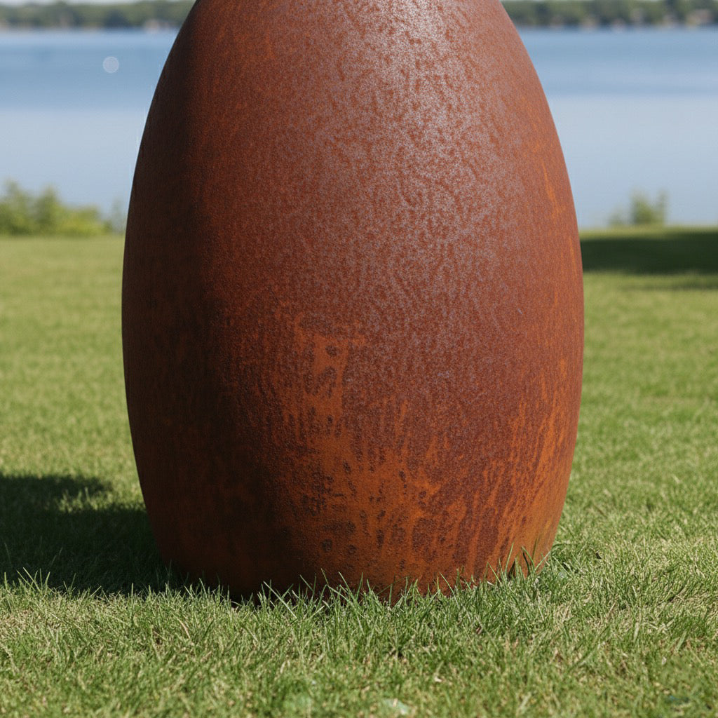 Modern Zen Balanced Stone Garden Sculpture – Large Outdoor Metal Art (93")