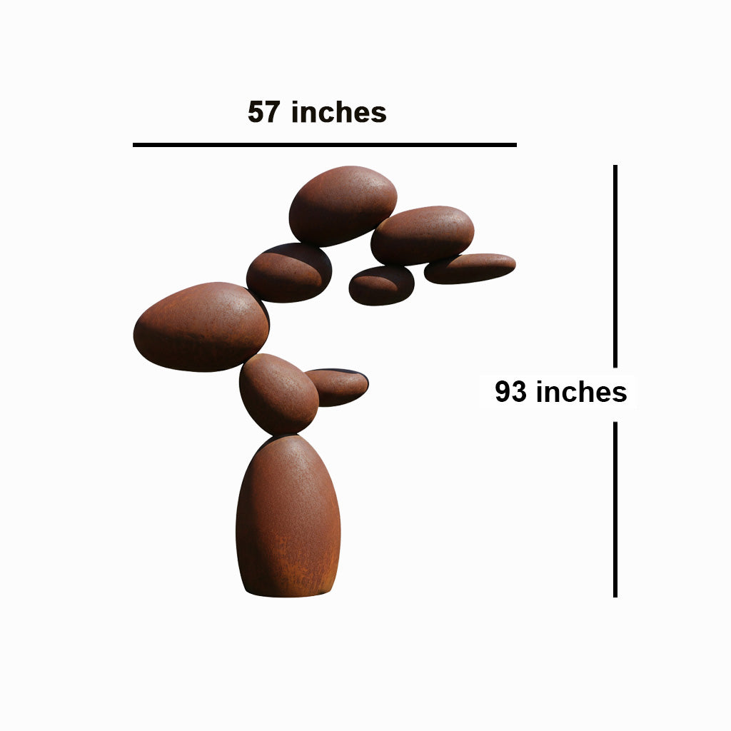 Modern Zen Balanced Stone Garden Sculpture – Large Outdoor Metal Art (93")