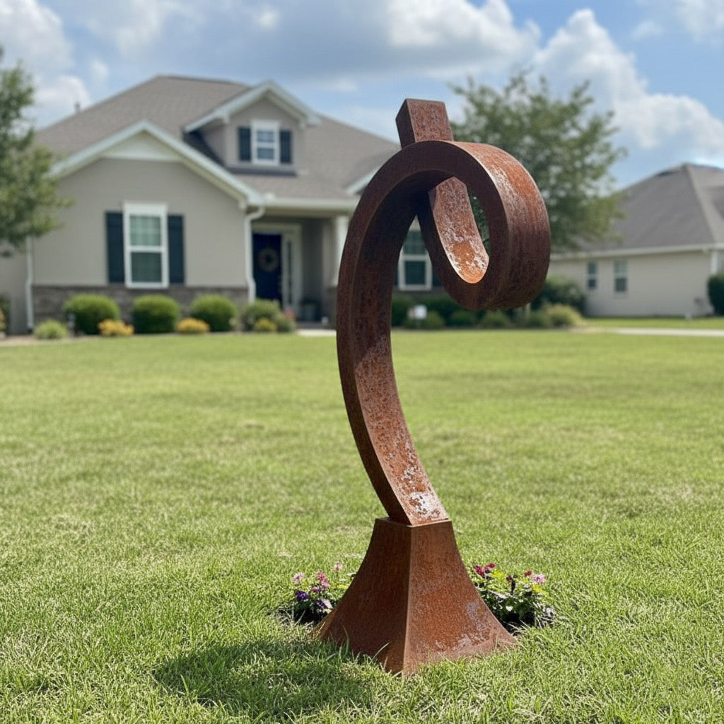 Contemporary Abstract Corten Steel Garden Sculpture - 68 Inches High