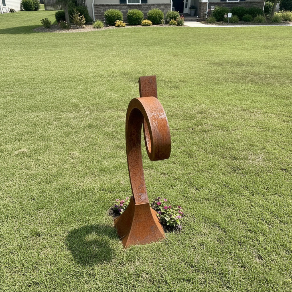 Contemporary Abstract Corten Steel Garden Sculpture - 68 Inches High