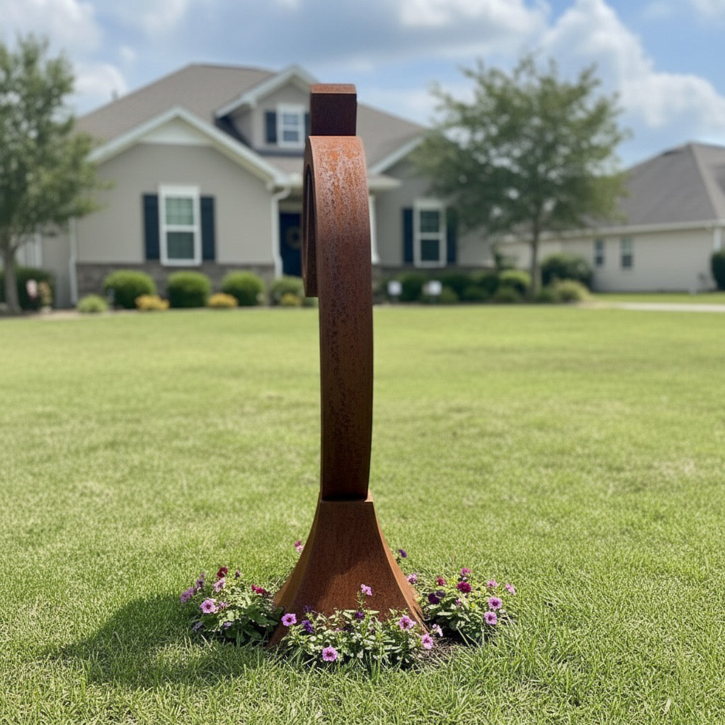 Contemporary Abstract Corten Steel Garden Sculpture - 68 Inches High