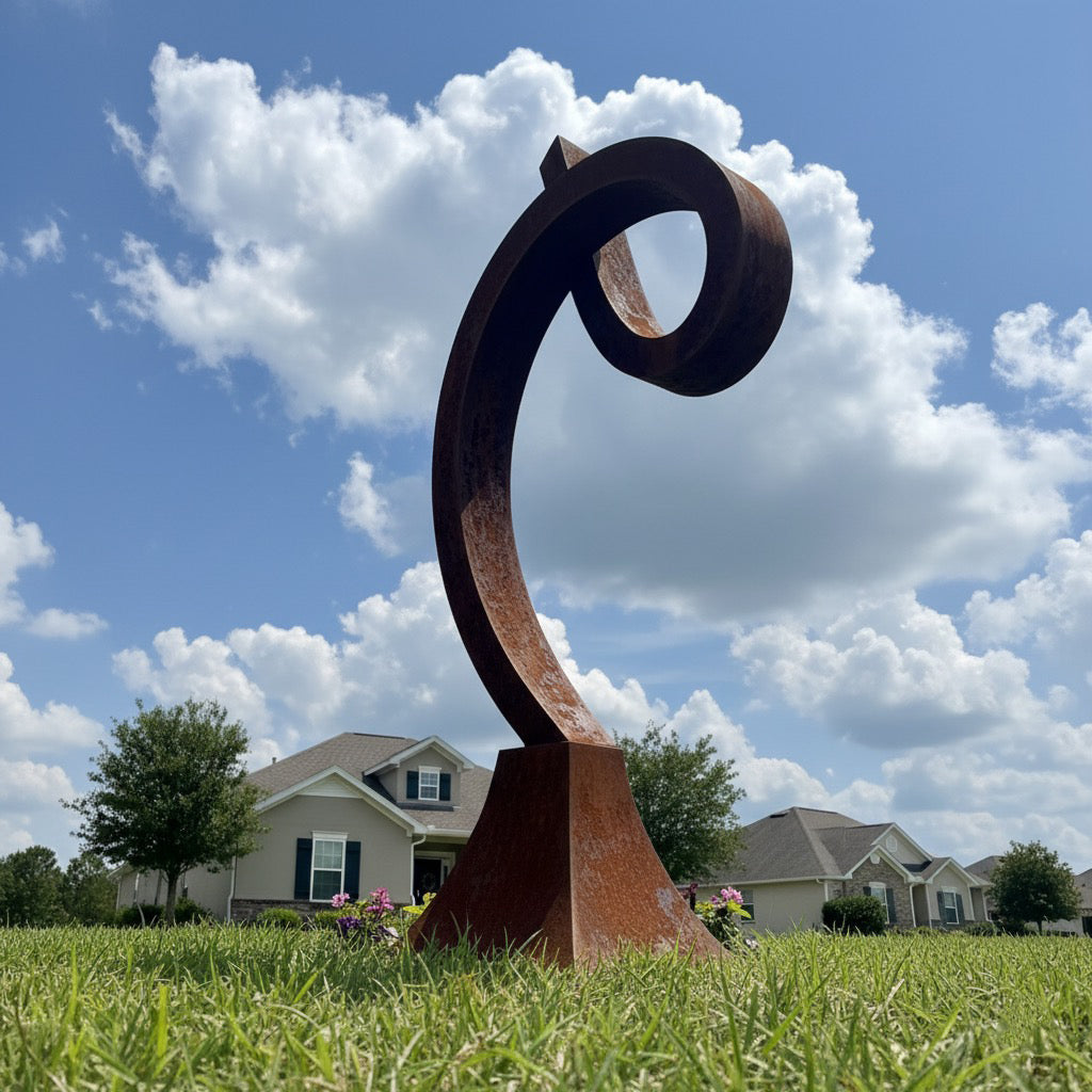 Contemporary Abstract Corten Steel Garden Sculpture - 68 Inches High