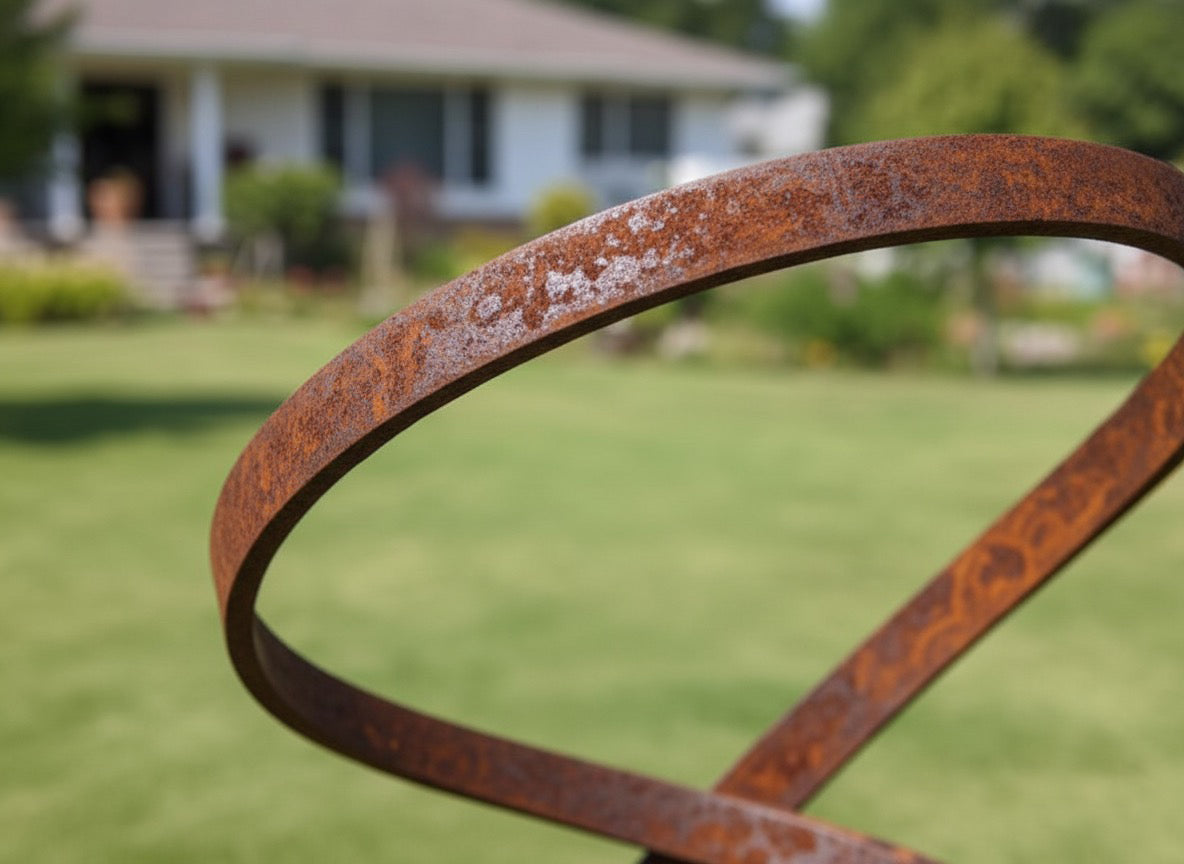 Contemporary Abstract Spiral Garden Sculpture - Weathered Steel (81" Height)