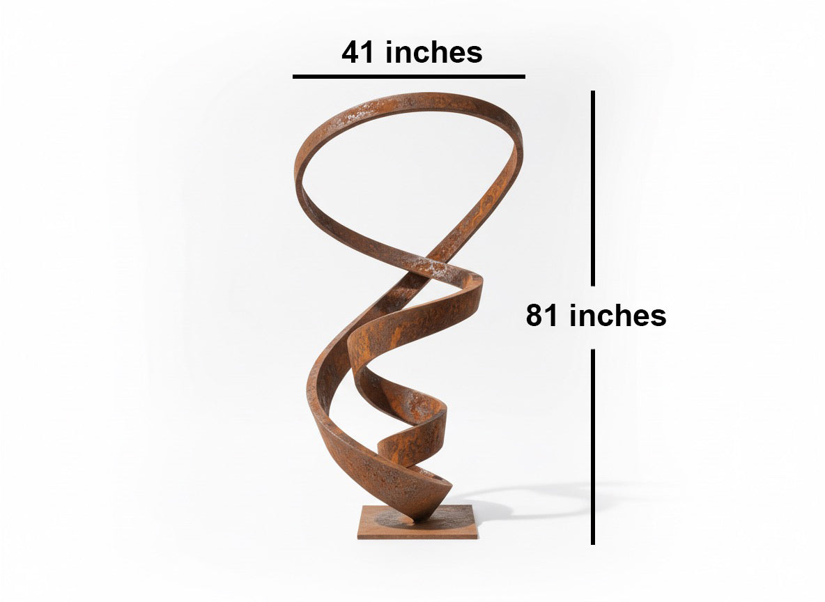 Contemporary Abstract Spiral Garden Sculpture - Weathered Steel (81" Height)