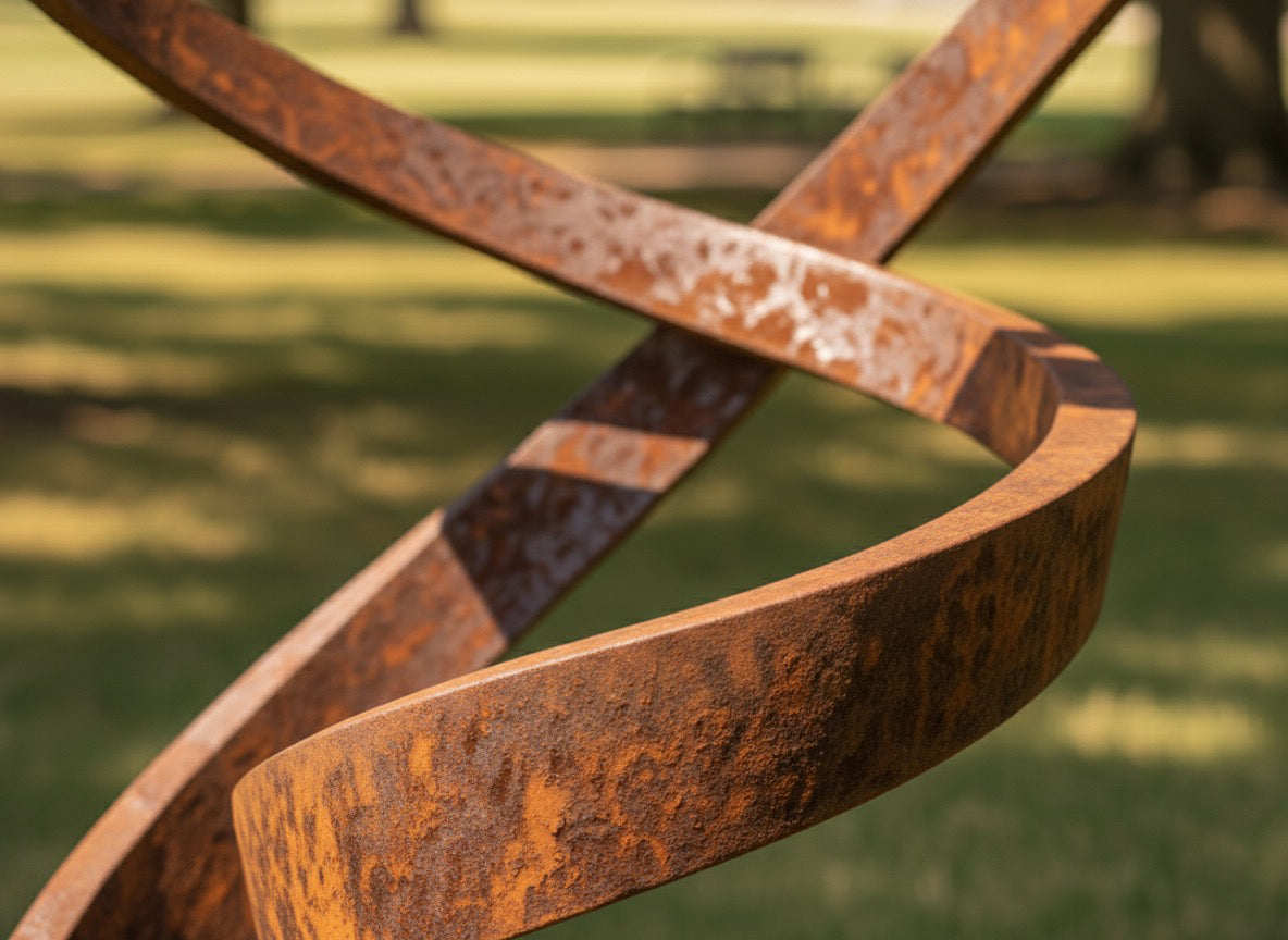 Contemporary Abstract Spiral Garden Sculpture - Weathered Steel (81" Height)