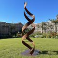 Modern Abstract DNA Helix Sculpture - Rustic Architectural Art