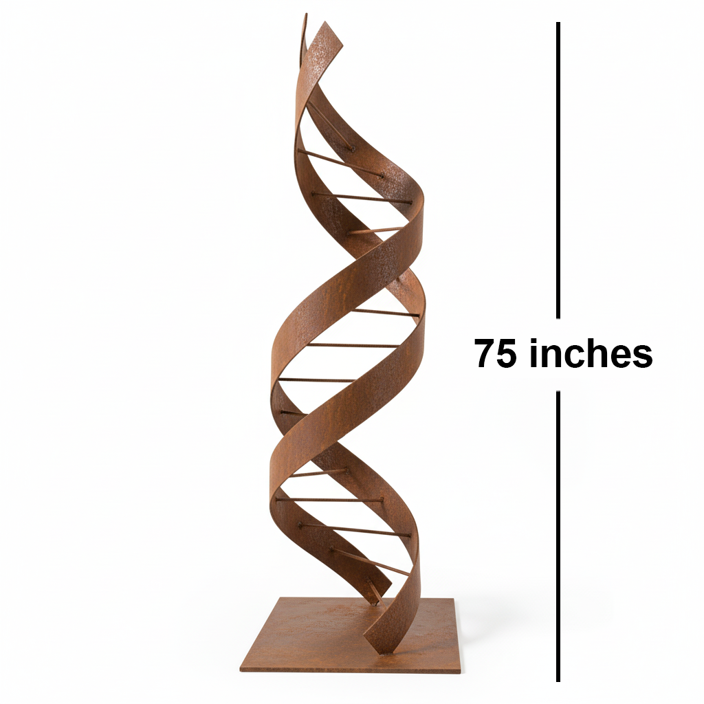 Modern Abstract DNA Helix Sculpture - Rustic Architectural Art