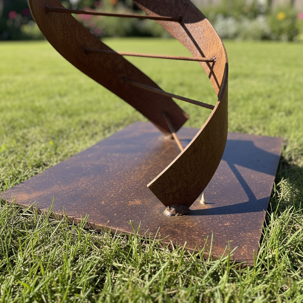 Modern Abstract DNA Helix Sculpture - Rustic Architectural Art