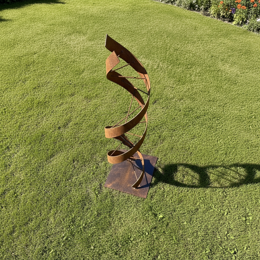 Modern Abstract DNA Helix Sculpture - Rustic Architectural Art