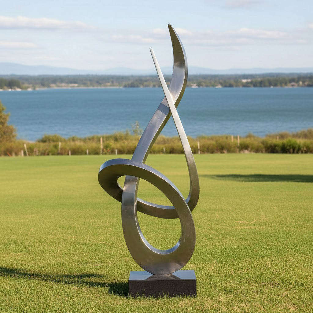 The Infinity Spiral – Large Abstract Metal Garden Sculpture (82")