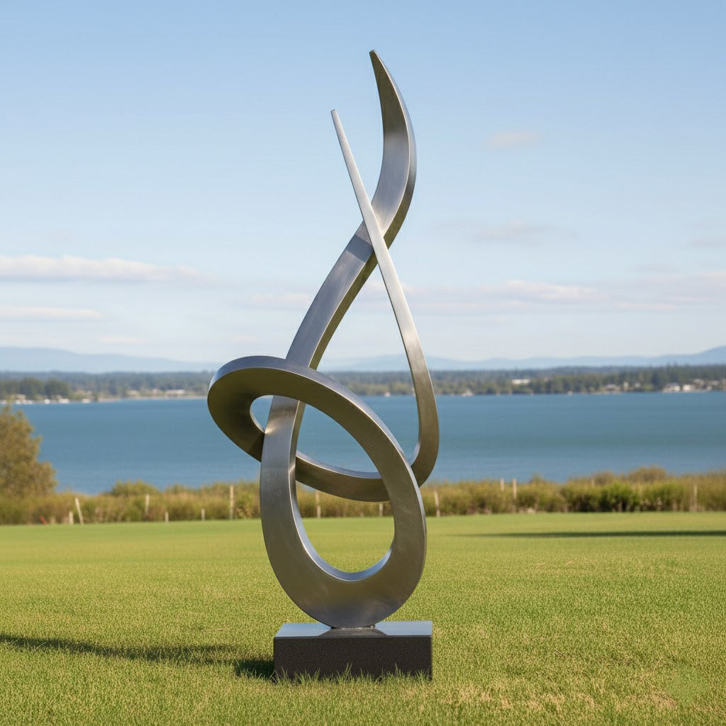The Infinity Spiral – Large Abstract Metal Garden Sculpture (82")