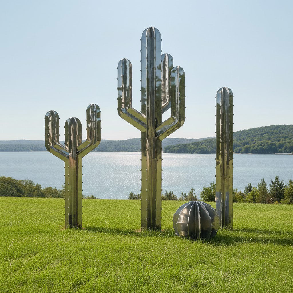 Modern Industrial Saguaro Cactus Sculpture - Desert Inspired Art