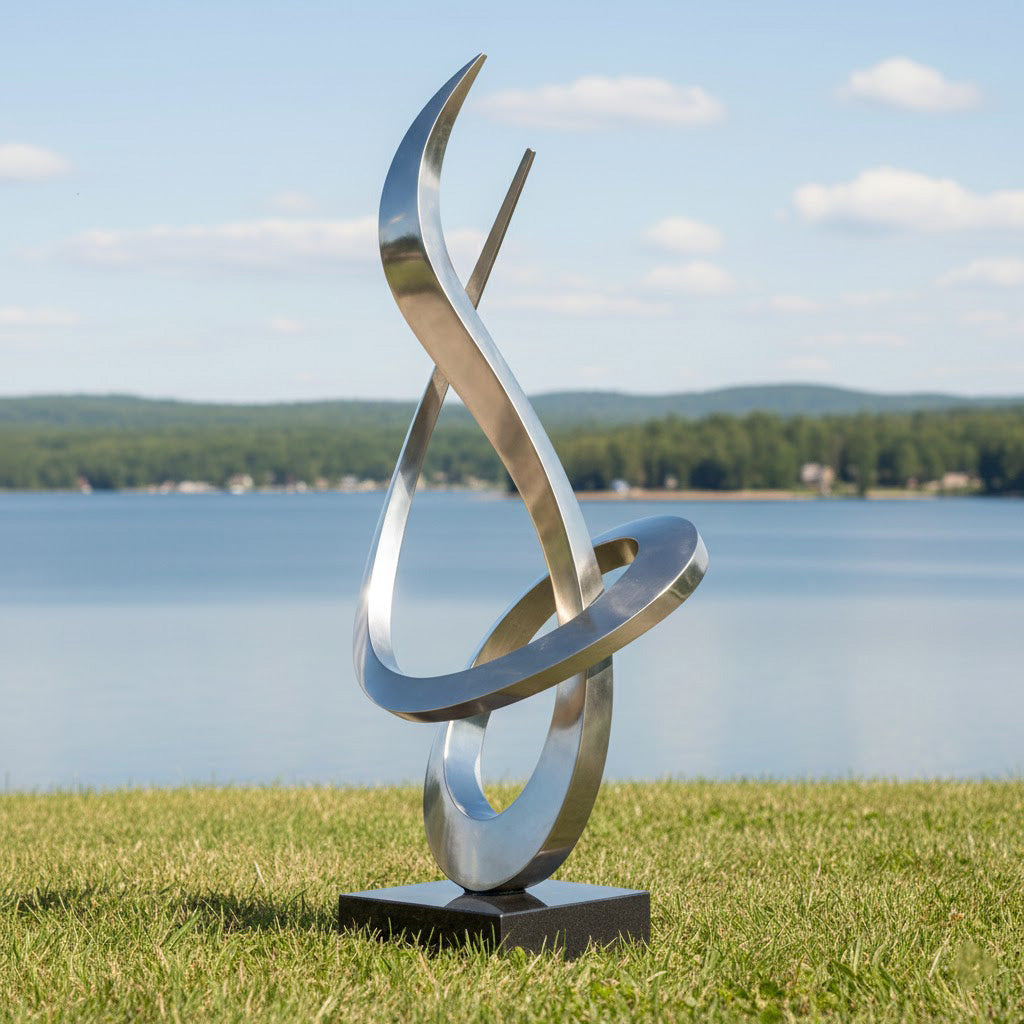 The Infinity Spiral – Large Abstract Metal Garden Sculpture (82")